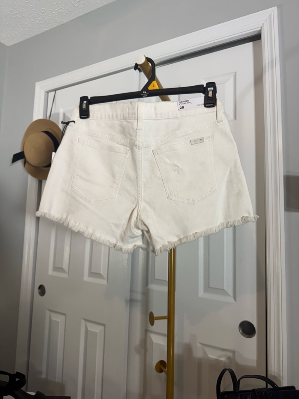 Joe's Jeans White Frayed Hem Denim Shorts - Picture 2 of 5
